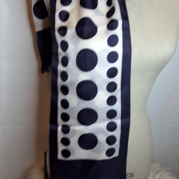 Vintage Optical Navy & White Polka Dot Scarf - Picture 5 of 10